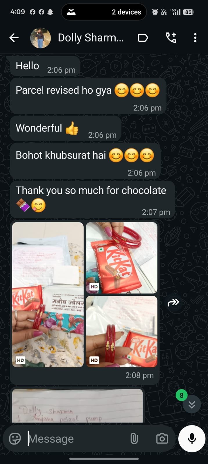 Customer WhatsApp review