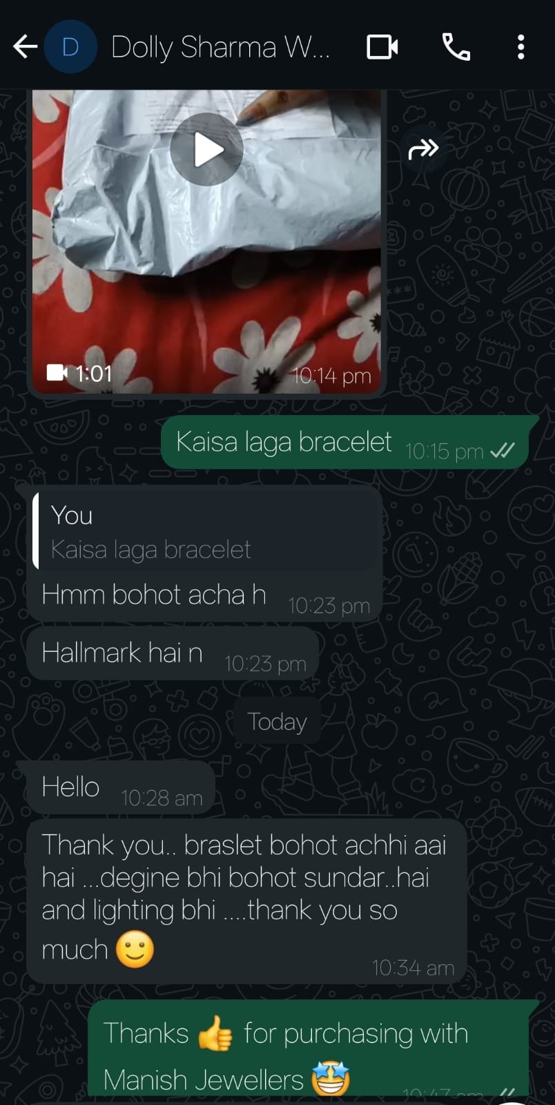 Customer WhatsApp review